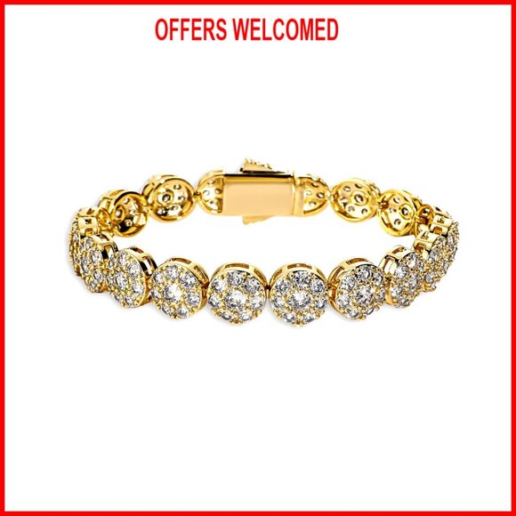 Jewelry - 10mm Gold Plated Tennis Bracelet, 6.5 Inch, Cubic Zirconia Iced Out Link